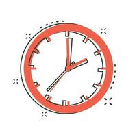 icono de temporizador de reloj de dibujos animados en estilo cómico. pictograma de ilustración de signo de tiempo. ver el concepto de negocio de salpicaduras. vector