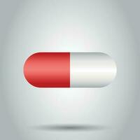 Pill vector icon in flat style. Tablet illustration pictogram. Capsule medical concept.