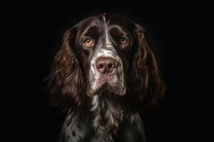 Portrait of a cute english cocker spaniel dog created with technology. photo