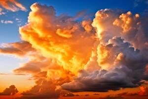 A sunset sky with some clouds created with technology. photo