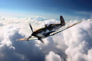 World war 2 aircraft in the sky created with technology. photo