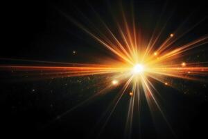 Lens flare on black background created with technology. photo