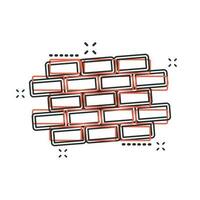 icono de ladrillo de pared de dibujos animados de vector en estilo cómico. pictograma de ilustración de signo de pared. concepto de efecto de salpicadura de negocio de piedra.