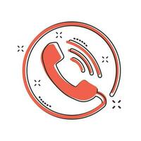 Vector cartoon phone icon in comic style. Contact, support service sign illustration pictogram. Telephone, communication business splash effect concept.