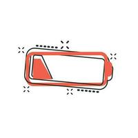 Vector cartoon battery charge level indicator sign icon in comic style. Battery sign illustration pictogram. Accumulator business splash effect concept.