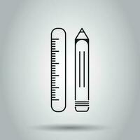 Pencil with ruler icon. Vector illustration on isolated background. Business concept ruler meter pictogram.