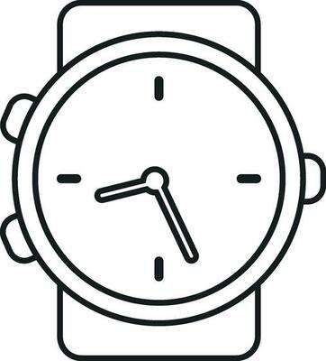 Clock watch icon in line style. Vector illustration on isolated background. Business concept clock  pictogram.