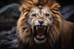Close up portrait of and angry animal created with technology. photo