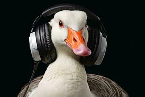 A goose as a Discjockey created with generative AI technology. photo