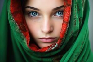 Mesmerizing people portrait created with technology. photo