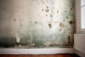 A rented flat with mould on the wall created with technology. photo