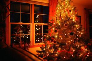 Beautiful christmas tree created with technology. photo