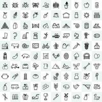 Vector Outline Farm Flat Icons.