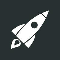 Rocket vector pictogram icon. Simple flat pictogram for business, marketing, internet concept. Business startup launch concept for web site design or mobile app. Illustration on black background