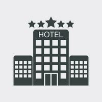 Hotel icon isolated on white background. Simple flat pictogram for business, marketing, internet concept. Trendy modern vector symbol for web site design or mobile app.