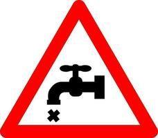 No water sign. Warning sign no water in tap. Red triangle sign with tap silhouette inside. Caution drought. Water shortage. Road sign. Natural disasters and climate change. Drought warnings. vector