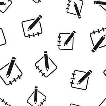 Notepad edit document with pencil icon seamless pattern background. Business concept vector illustration. Note edit symbol pattern.