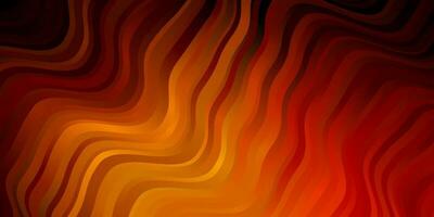 Dark Orange vector background with curves.