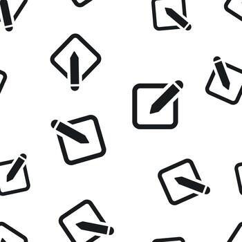 Notepad edit document with pencil icon seamless pattern background. Business concept vector illustration. Note edit symbol pattern.