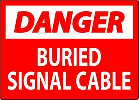 Danger Sign, Buried Signal Cable On White Bacground vector