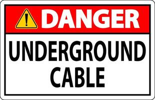 Danger Sign Underground Cable On White Bacground vector