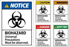 Biohazard Warning Label Biohazard Universal Precautions Must Be Observed vector