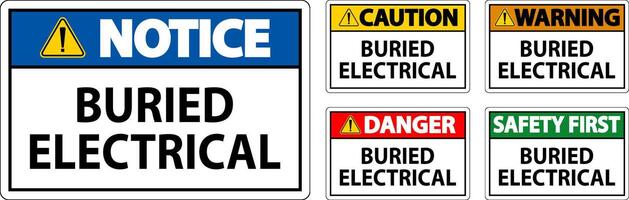 Danger Sign Buried Electrical On White Bacground vector