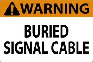 Warning Sign Buried Signal Cable On White Bacground vector