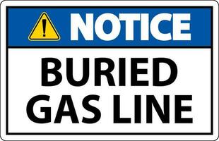 Notice Sign Buried Gas Line On White Background vector