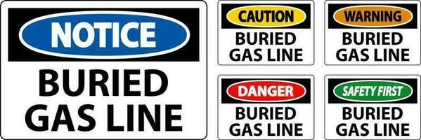 Caution Sign Buried Gas Line On White Background vector