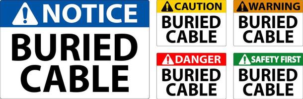 Danger Sign Buried Cable On White Background vector