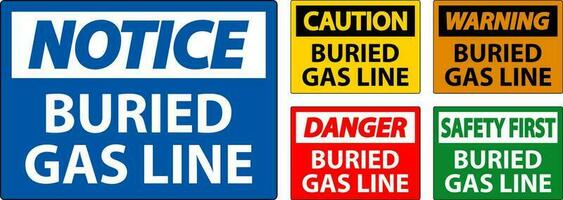Caution Sign Buried Gas Line On White Background vector