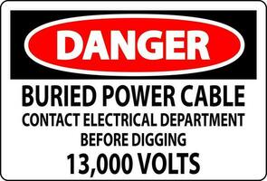 peligro firmar enterrado poder cable contacto eléctrico Departamento antes de excavación 13,000 voltios vector