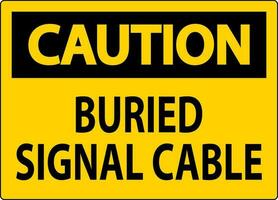 Caution Sign Buried Signal Cable On White Bacground vector