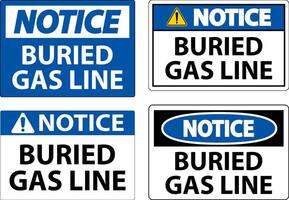 Notice Sign Buried Gas Line On White Background vector