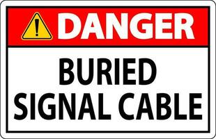 Danger Sign, Buried Signal Cable On White Bacground vector