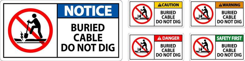 Danger Sign Buried Cable, Do Not Dig On White Background vector