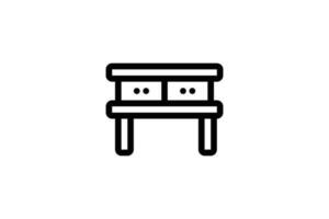 mesa icono interior línea estilo gratis vector