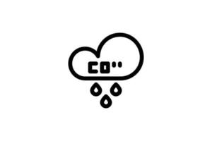 Carbon dioxide rain icon pollution line style free vector