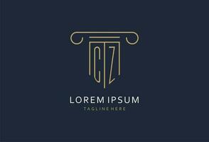 CZ initial with pillar shape logo design, creative monogram logo design for law firm vector