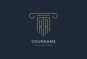 XR initial with pillar shape logo design, creative monogram logo design for law firm vector