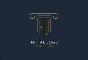 XU initial with pillar shape logo design, creative monogram logo design for law firm vector
