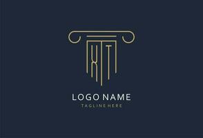 XT initial with pillar shape logo design, creative monogram logo design for law firm vector