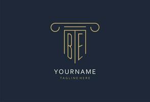 BE initial with pillar shape logo design, creative monogram logo design for law firm vector