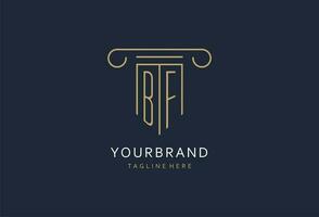 BF initial with pillar shape logo design, creative monogram logo design for law firm vector