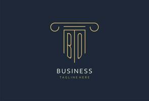 BO initial with pillar shape logo design, creative monogram logo design for law firm vector