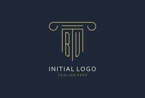 BU initial with pillar shape logo design, creative monogram logo design for law firm vector