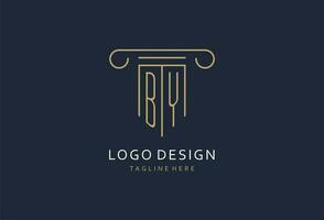 BY initial with pillar shape logo design, creative monogram logo design for law firm vector