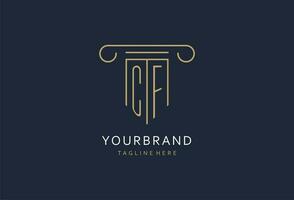 CF initial with pillar shape logo design, creative monogram logo design for law firm vector