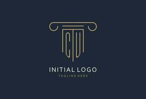 CU initial with pillar shape logo design, creative monogram logo design for law firm vector